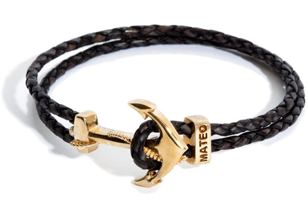 Mateo Bijoux Gold Leather Anchor Bracelet