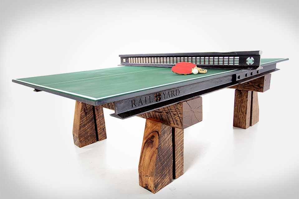 Ping Pong Table Made from Reclaimed Rail Pieces