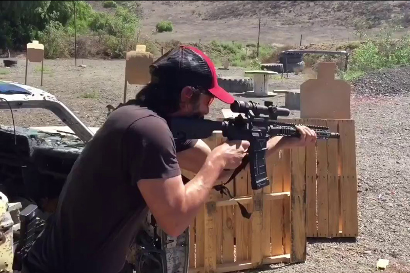 Keanu Reeves at a Tactical Shooting Range