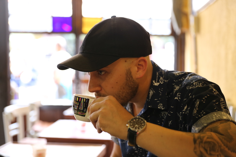 Sipping Turkish Coffee in Old Town Rhodes, Greece