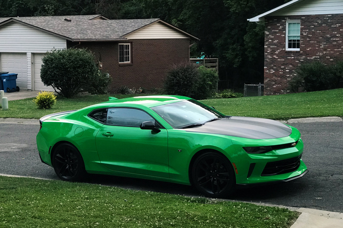 Visiting Home in a 2017 Krypton Green Camaro