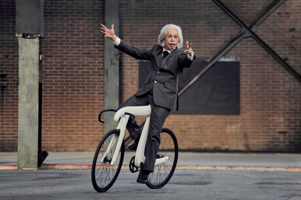 einstein riding a bike