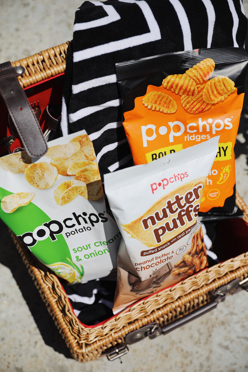 popchips savory and sweet flavors by the pool