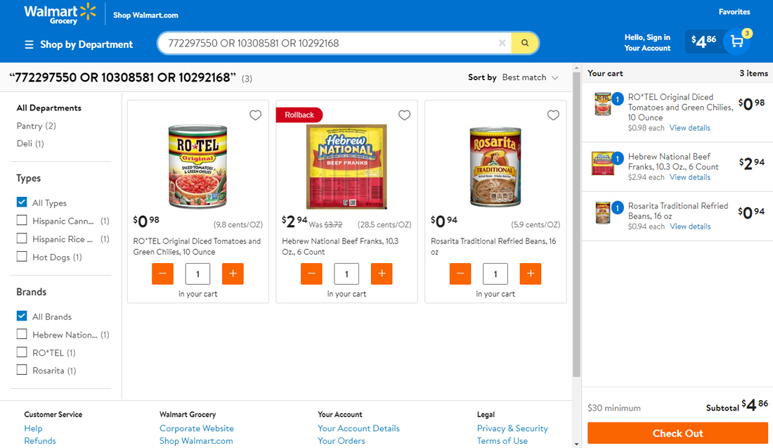 Walmart Online Grocery PIckup