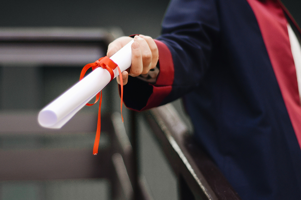 Receiving a diploma