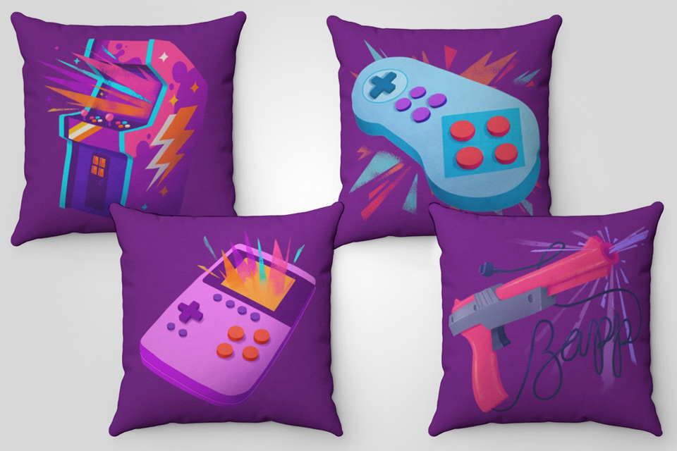 Retry-Style Gamer Pillows