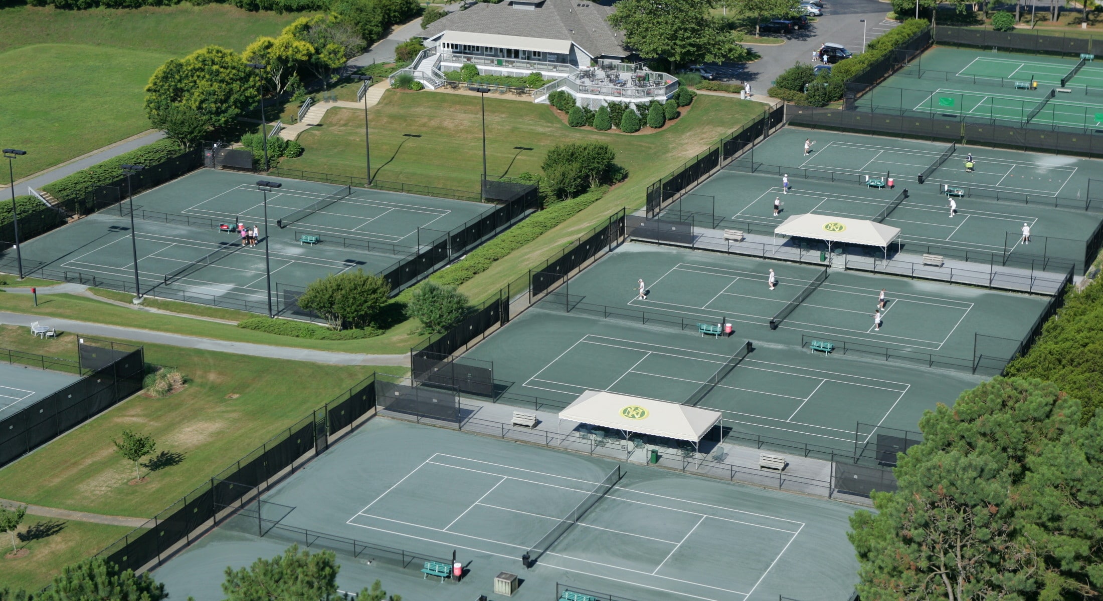 Aerial of tennis courts at Kingsmill Resort