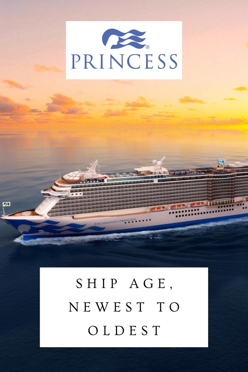 Princess Cruises Ship Age, newest to oldest
