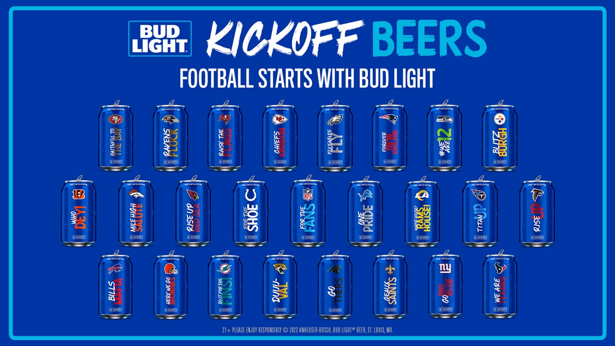 Bud Light NFL cans for 2022