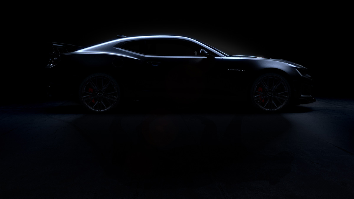 A teaser image of the new 2024 Chevrolet Camaro zl1 Collector's Edition