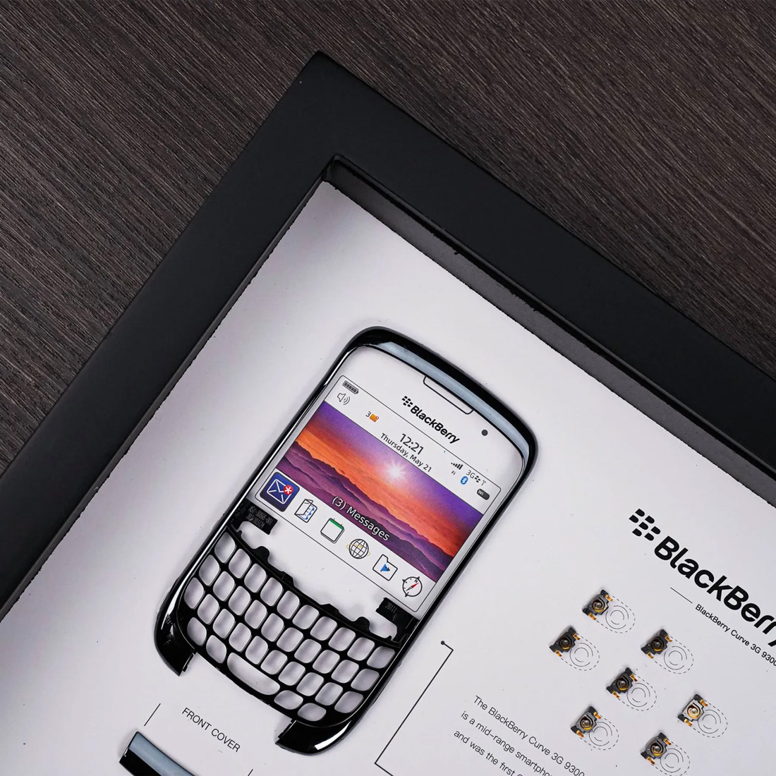 BlackBerry Curve parts in a frame