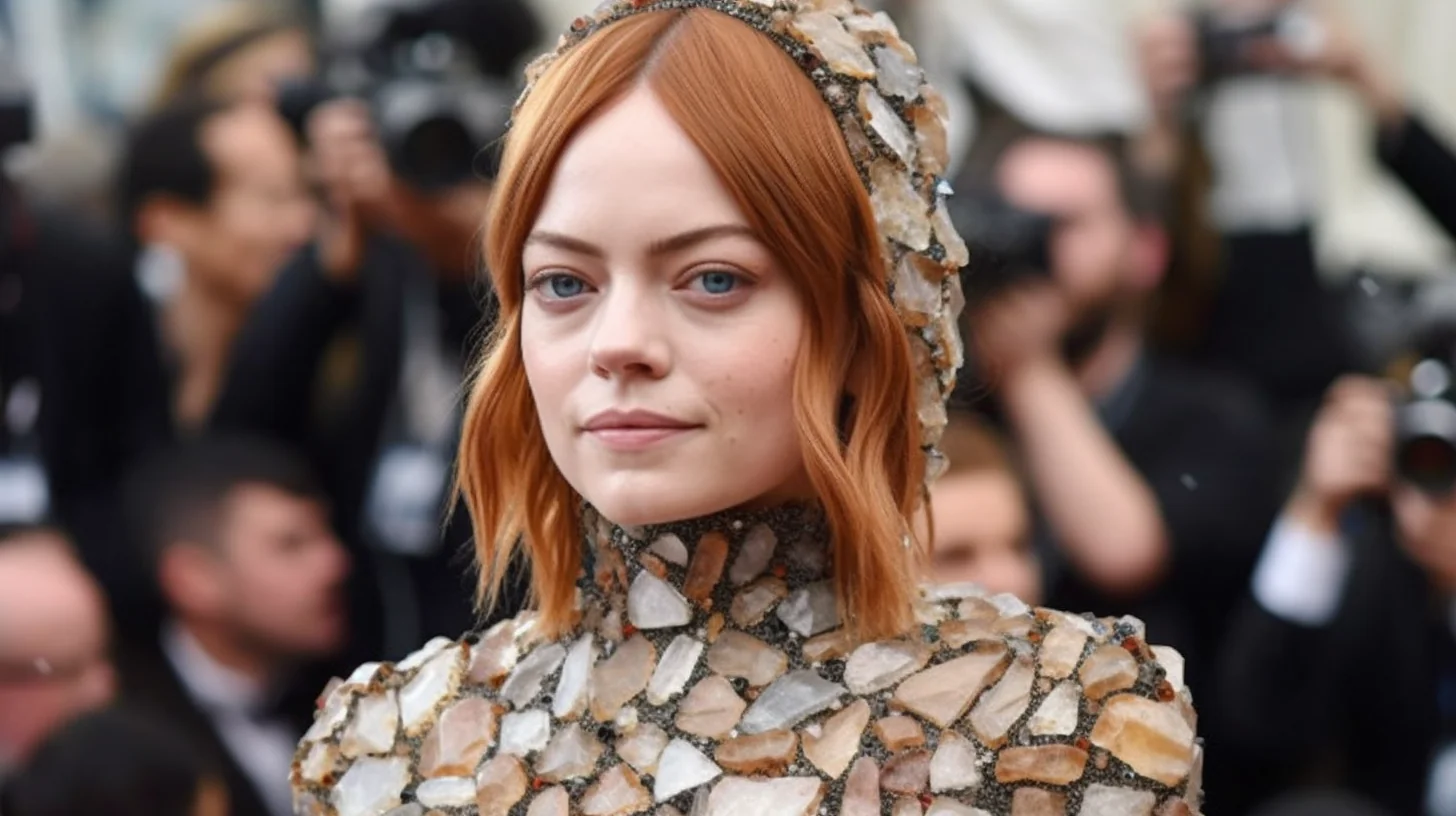 AI image of Emma Stone dressed in stones