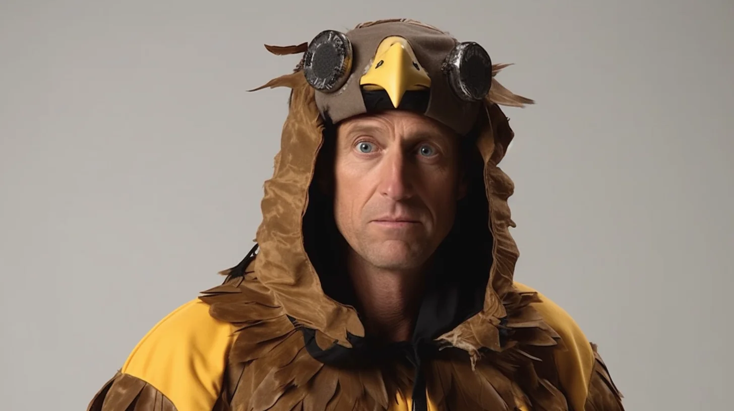 AI Generated image of Tony Hawk dressed as a Hawk