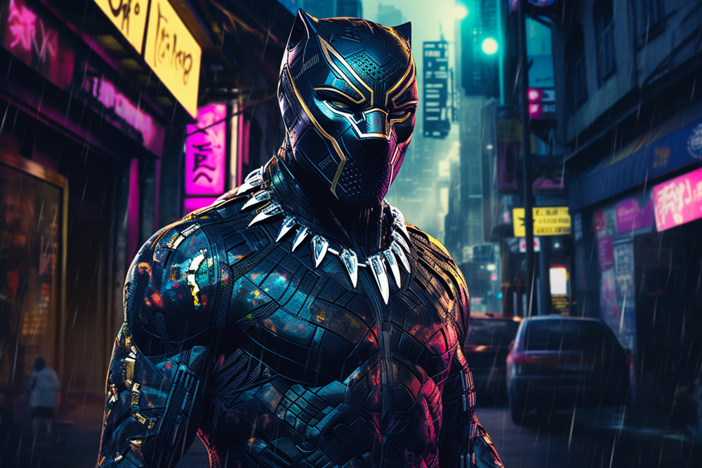Black Panther Cyberpunk Superheroes