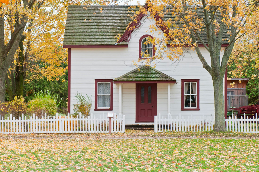 A small quaint cottage in the Fall