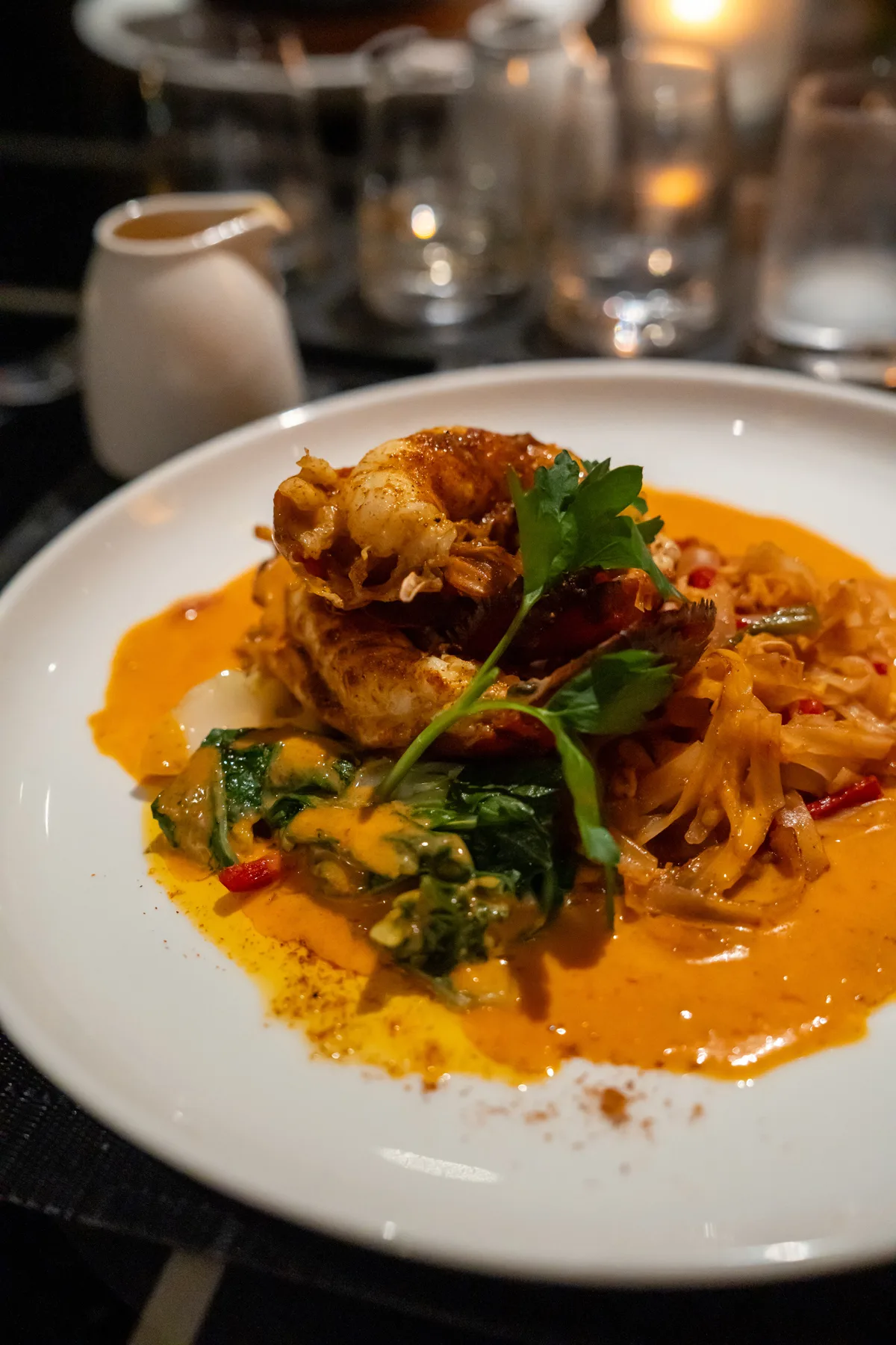 Angry Lobster Pad ThaiMaine lobster, rice noodles, Thai red curry sauce