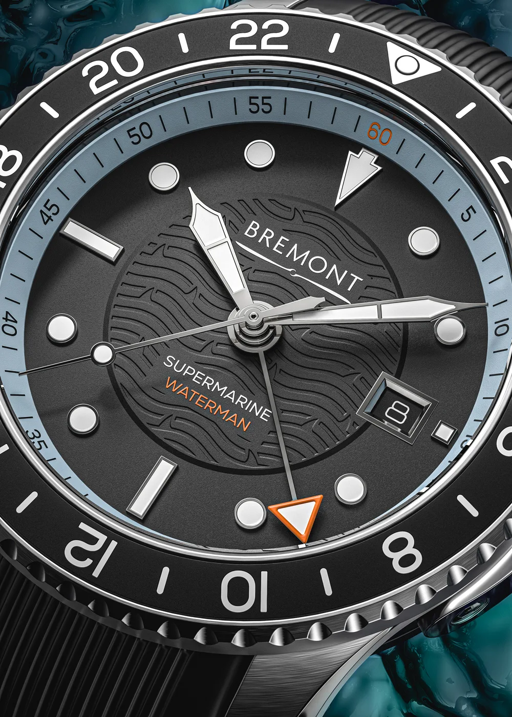Close-up of Bremont Waterman watch