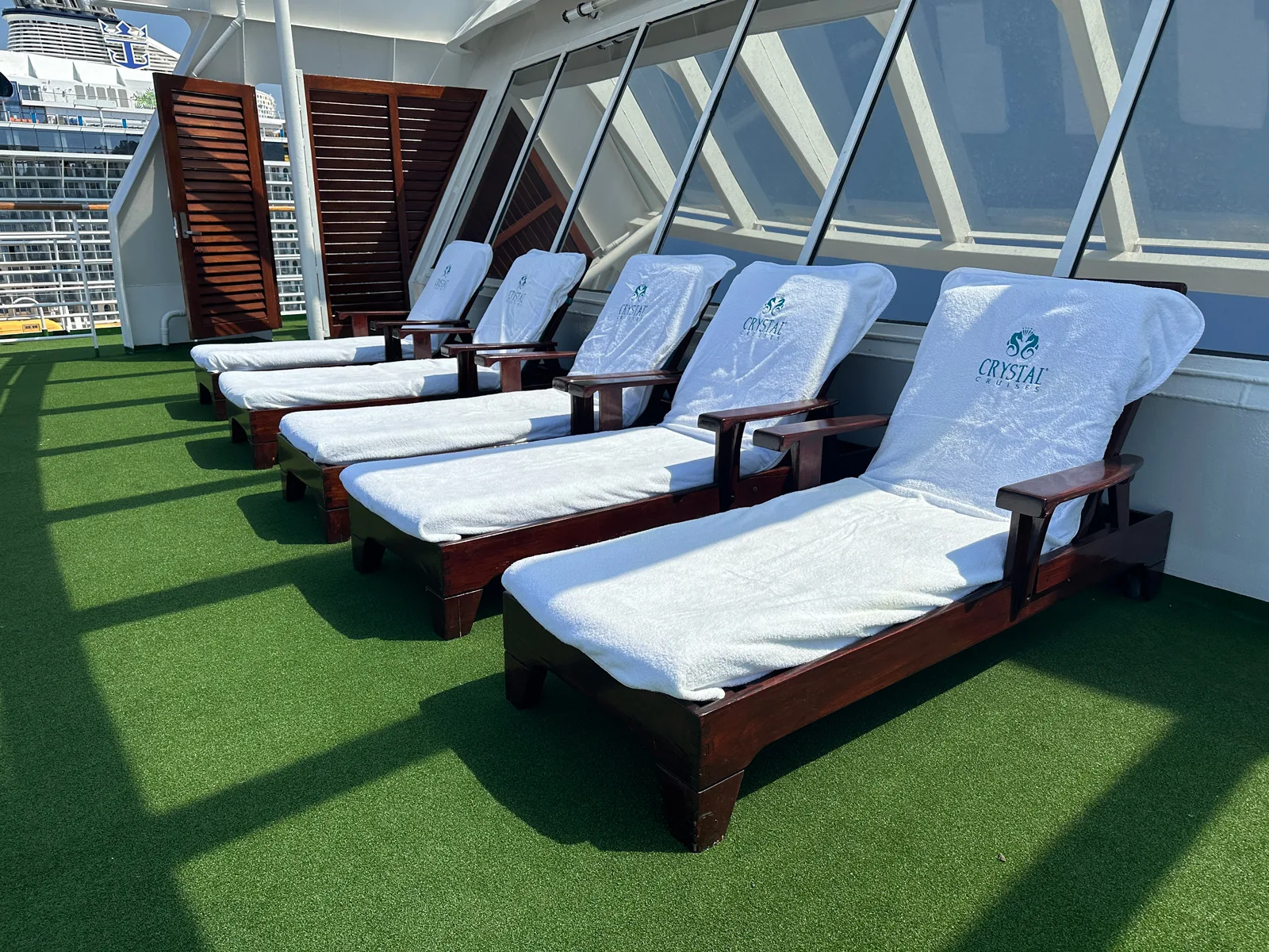 A waiting room outside on Crystal Symphony