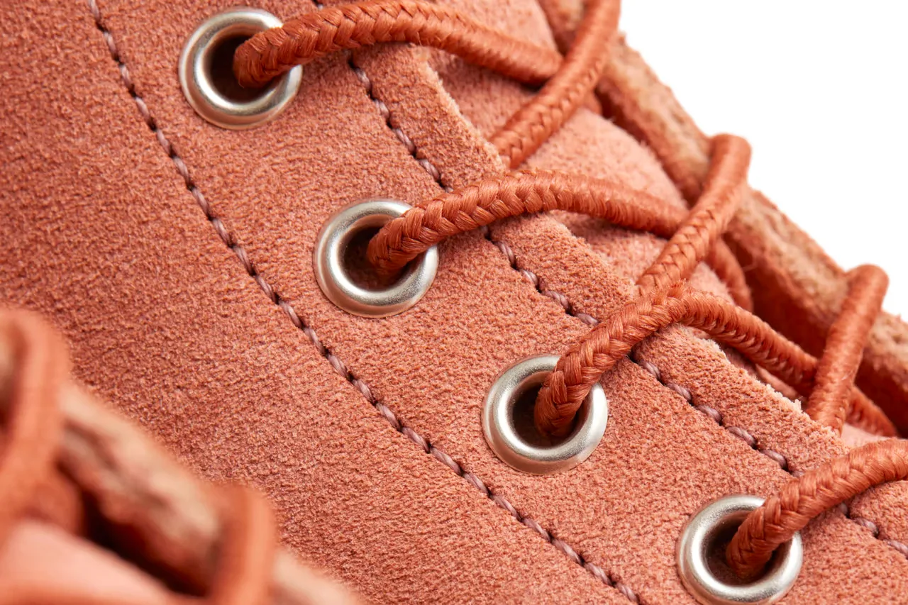 Red Wing Heritage Classic Moc in this “Dusty Rose" close-up