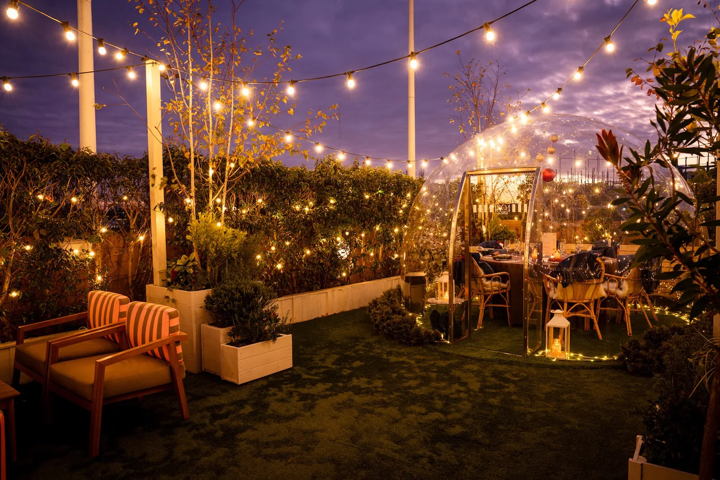 Heated igloos overlooking Oxford street in London