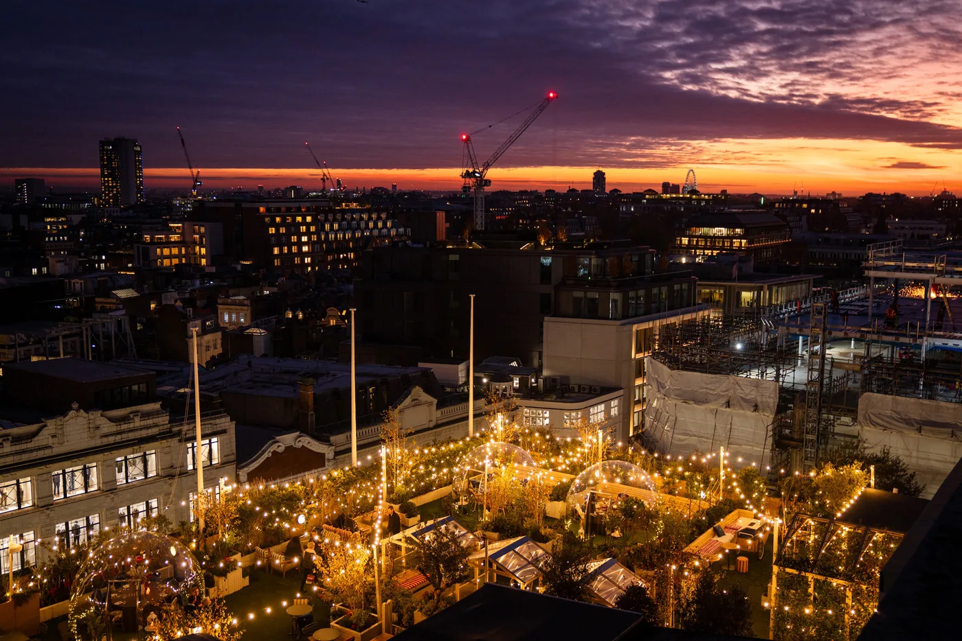 Heated igloos overlooking Oxford street in London