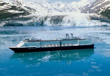 Holland America ship sailing in Alaska Glacier Bay