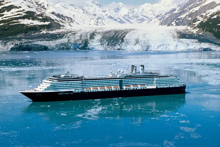Holland America ship sailing in Alaska Glacier Bay