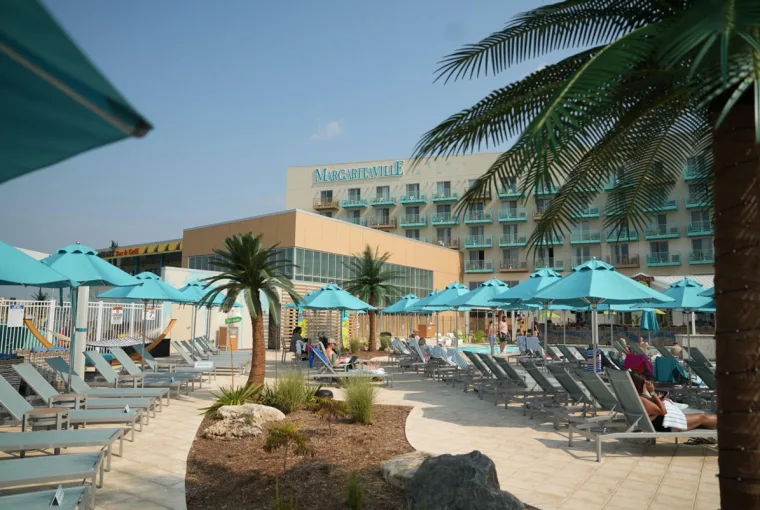 View from the poolside cabana at Margaritaville Hotel Kansas City