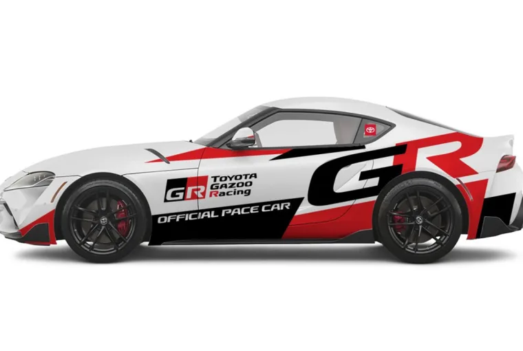 Toyota GR Supra pace car leading at 2025 NASA Championships Ozarks International Raceway