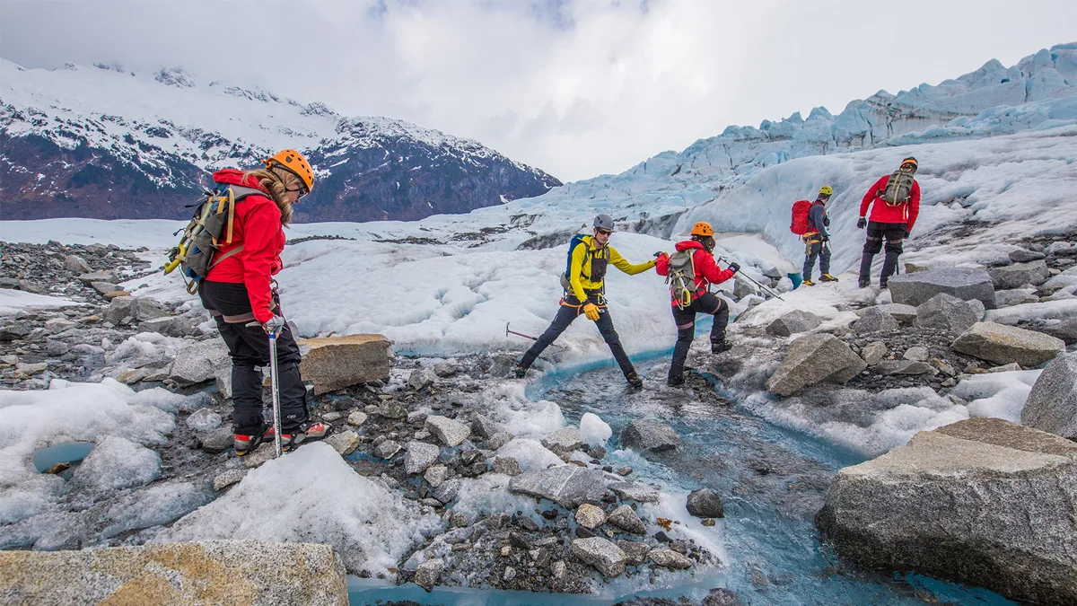 Hiking on glaciers in Alaska