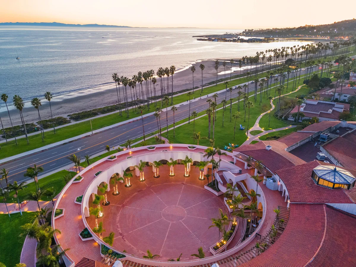 Overhead shot of Hilton Santa Barbara Beachfront Resort's Plaza & Rotunda