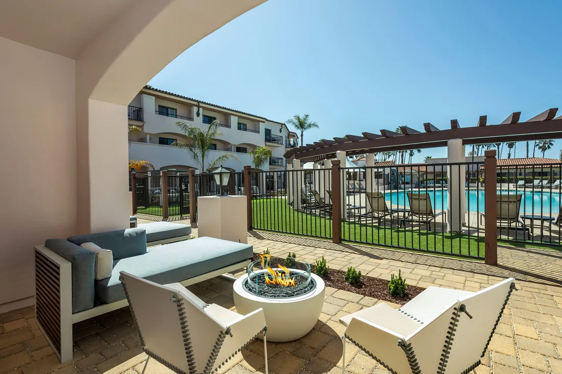 View from the Cabana Room balcony at Hilton Santa Barbara Beachfront Resort