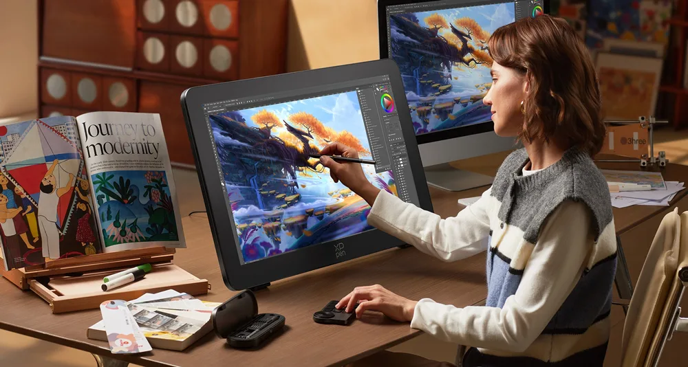 XP-Pen Artist Pro 27 Gen 2 pen display on a desk