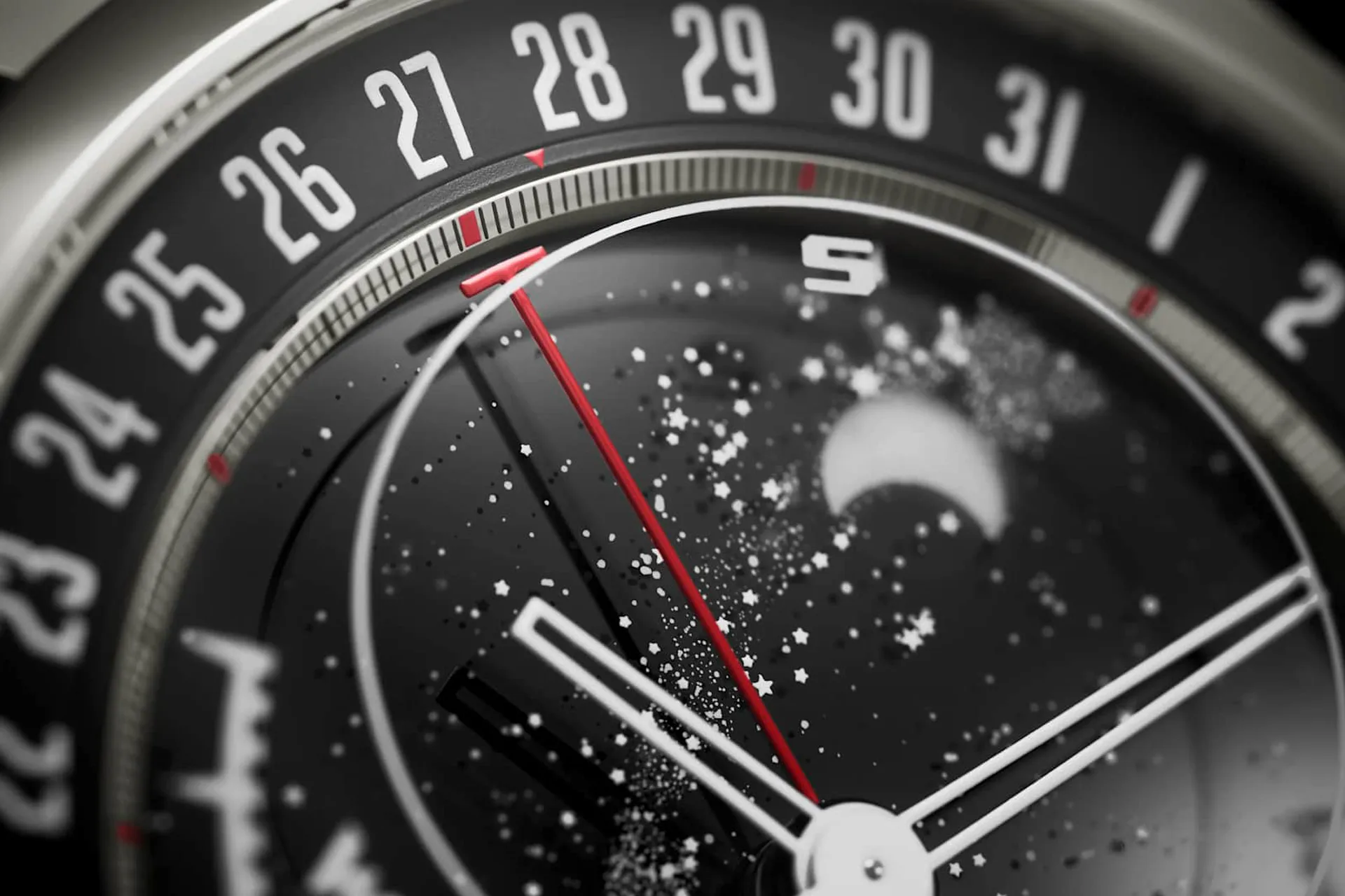 Close-up dial Patek Philippe 6105G Celestial Watch