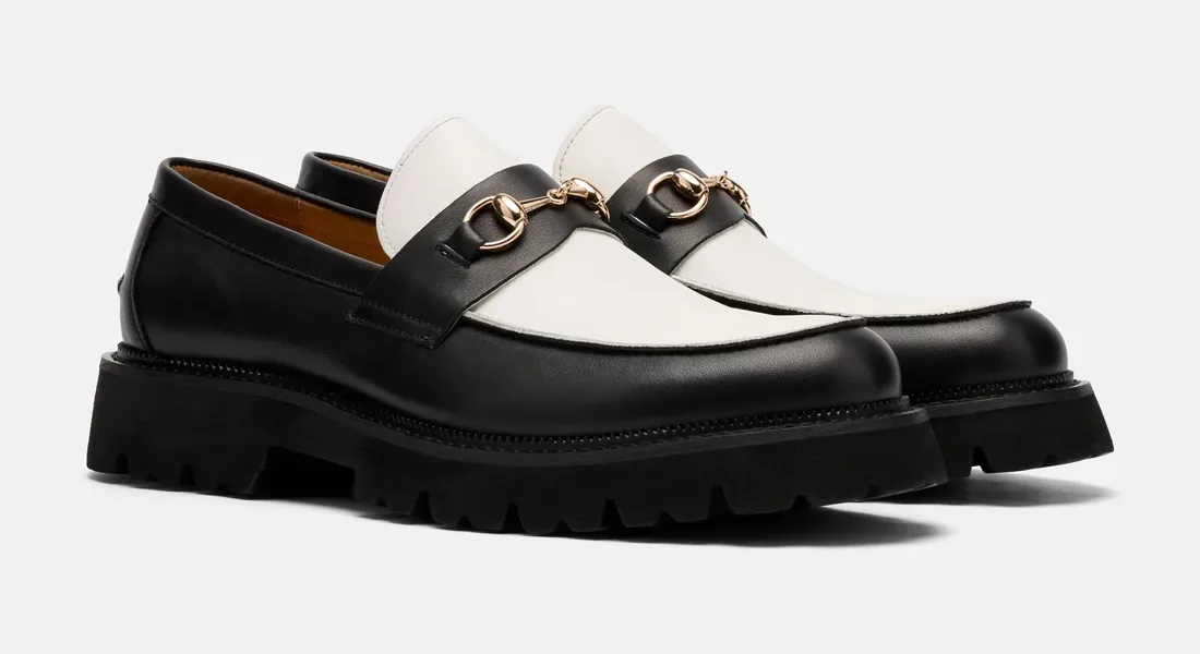 Marc Nolan Blake Black/White Calf Leather Loafers