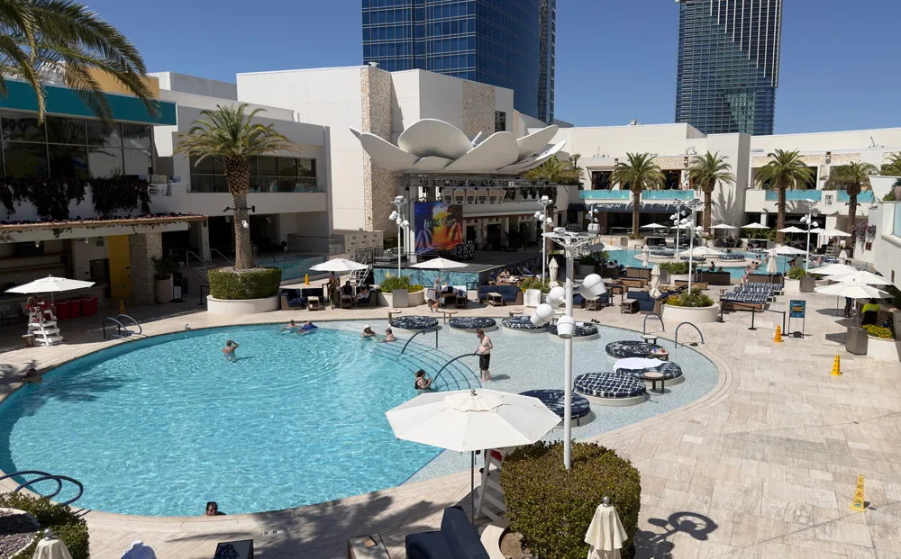 View of the Palms Casino Resort's main pool from the upper cabana