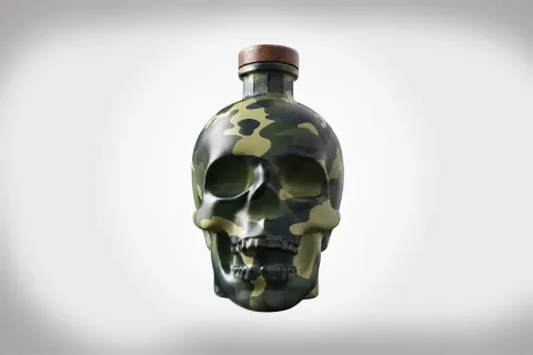 Crystal Head Camo Limited Edition Vodka bottle