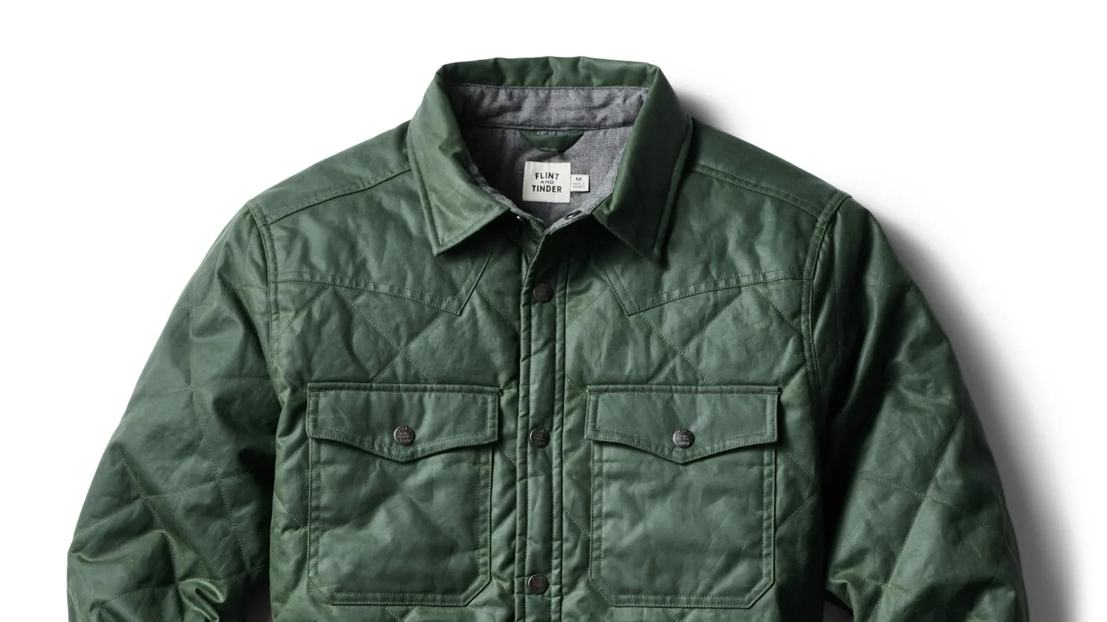 Flint and Tinder Quilted Waxed Western Jacket in Hunter Green
