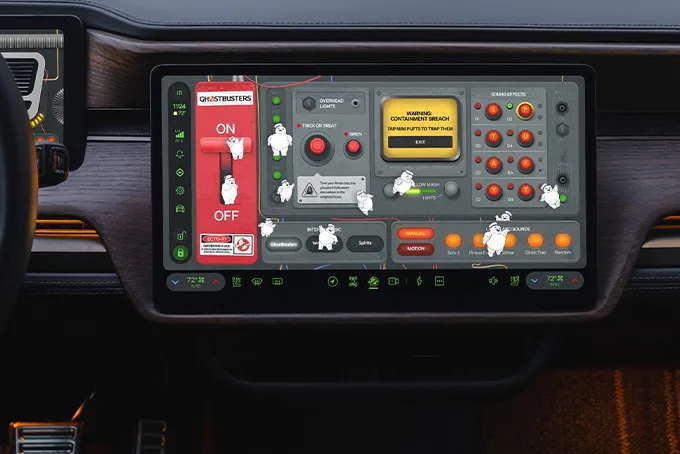Rivian Ecto-1 Ghostbusters dashboard