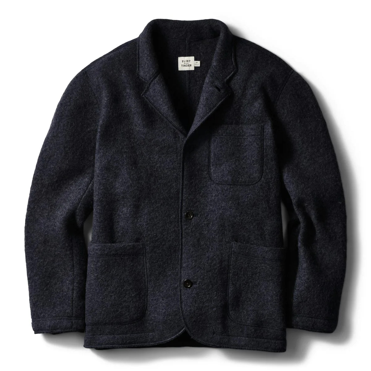 Flint and Tinder Boiled Wool Chore Blazer in dark navy