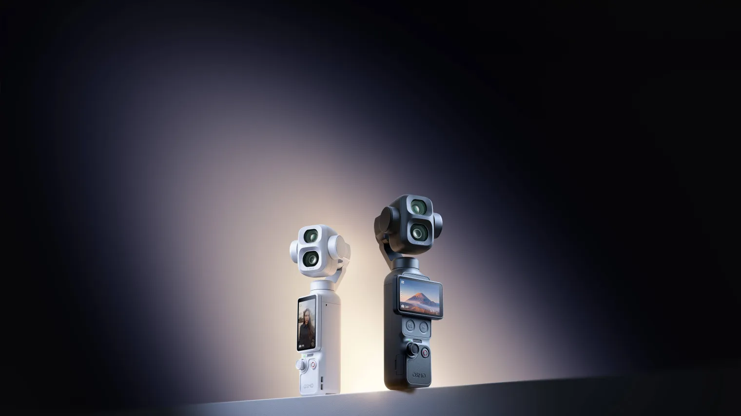 DJI Osmo Pocket 4P gimbal cameras in Pearl White and black