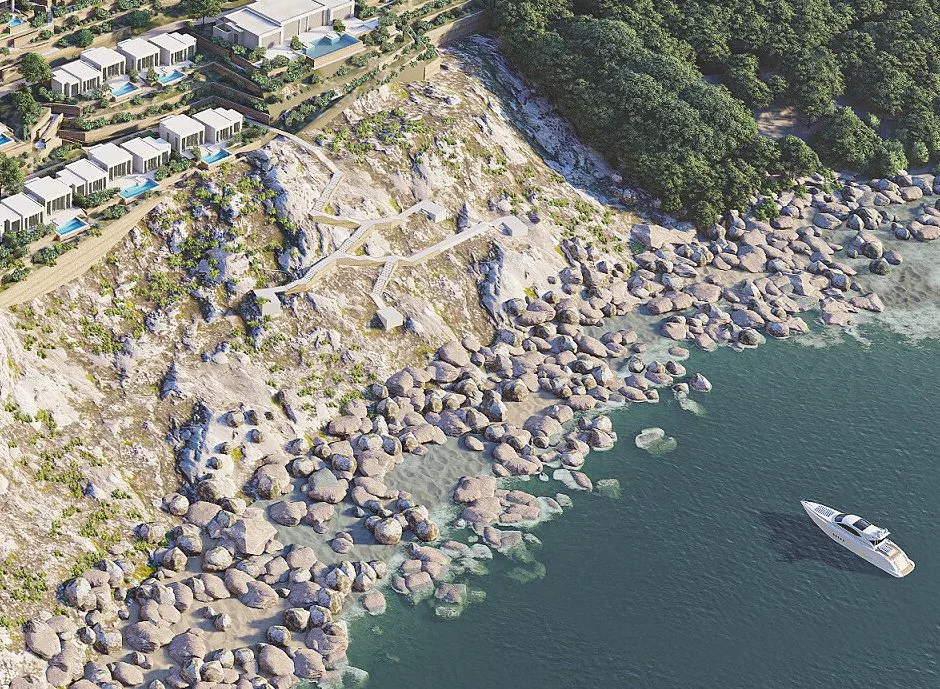 Rendering of the rocky waterfront below Four Seasons Resort Tangier, Morocco