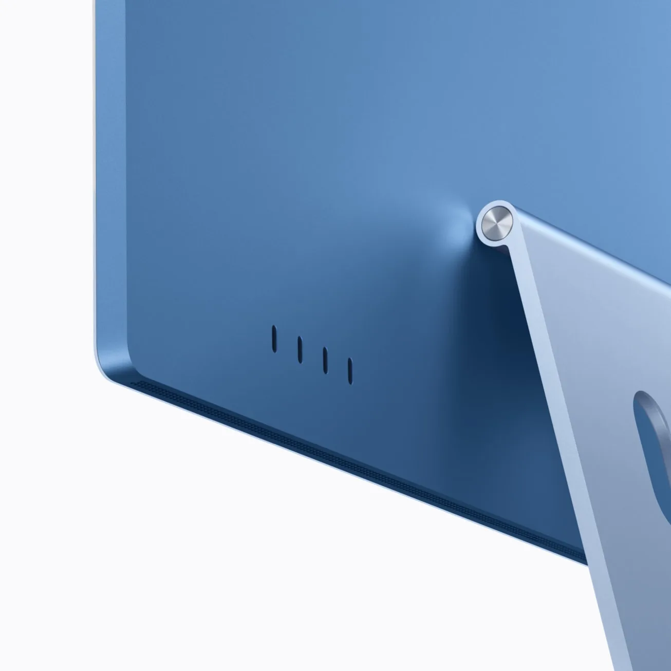 Four Thunderbolt 4 ports on the blue iMac with M6