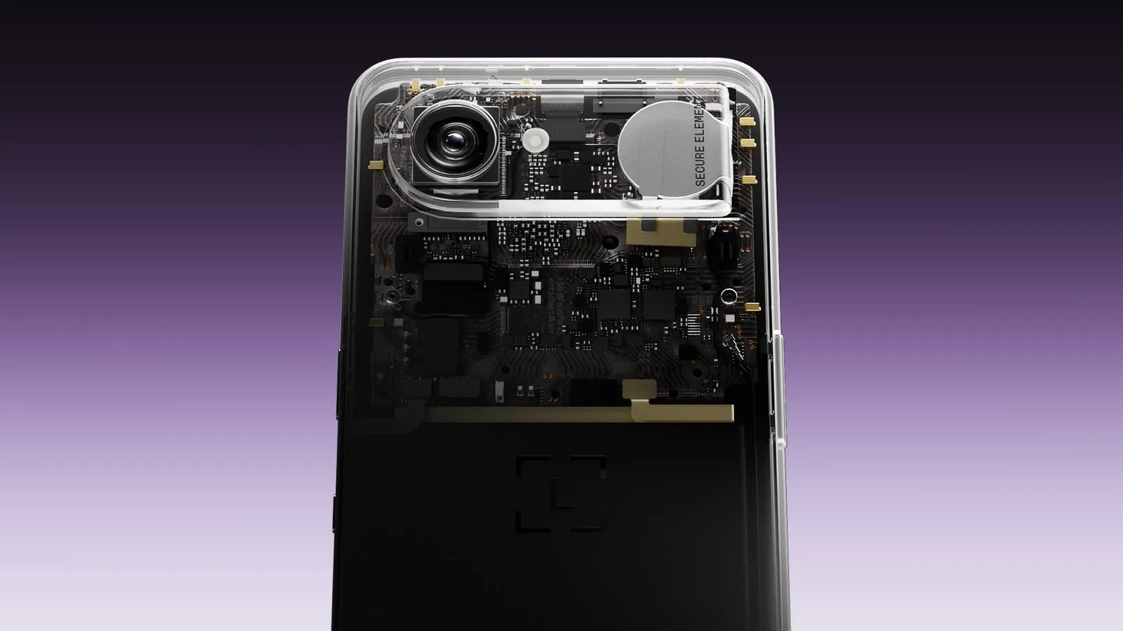 Ledger Atom transparent back showing Secure Element chip