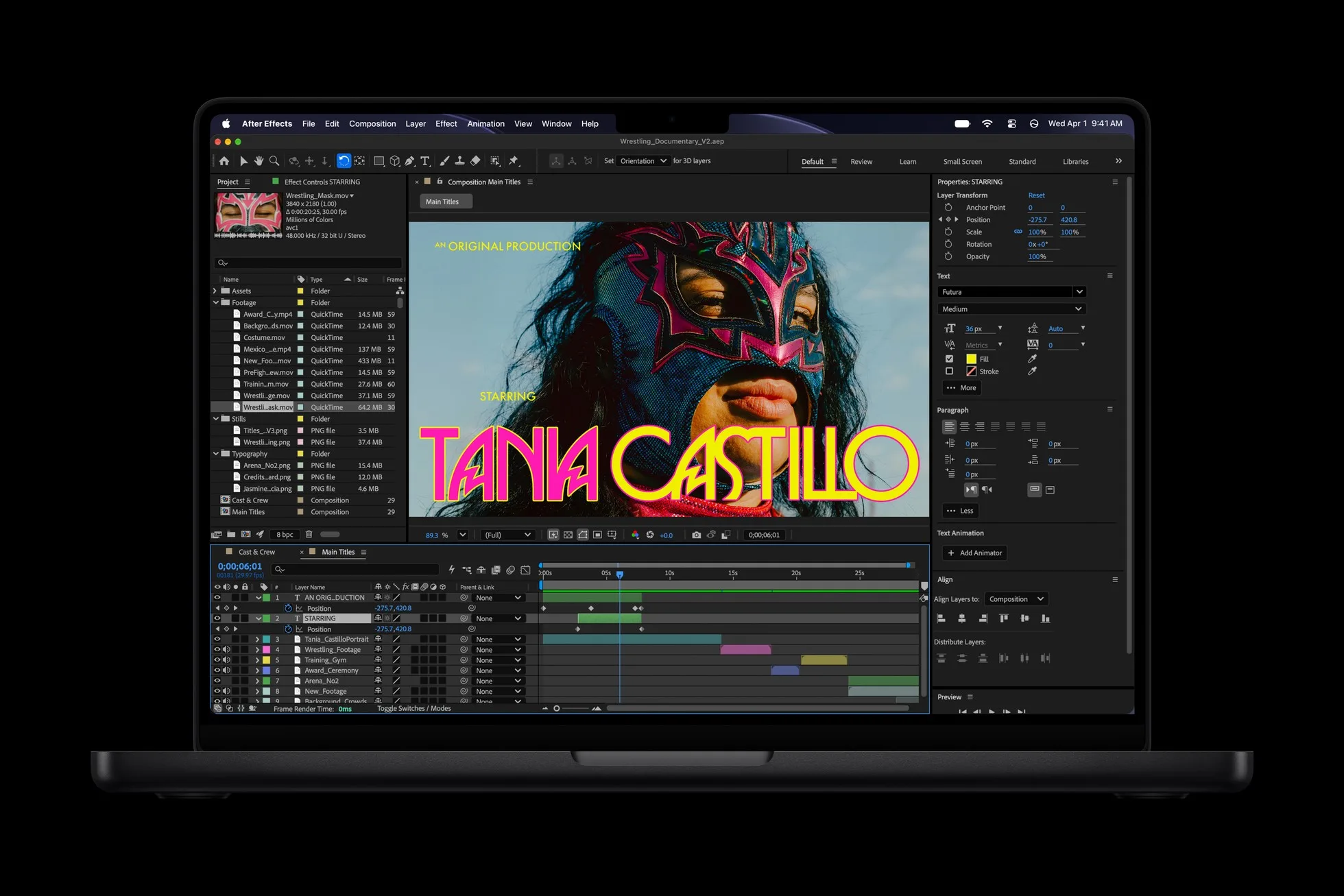 Adobe After Effects project on the 14-inch MacBook Pro with M6