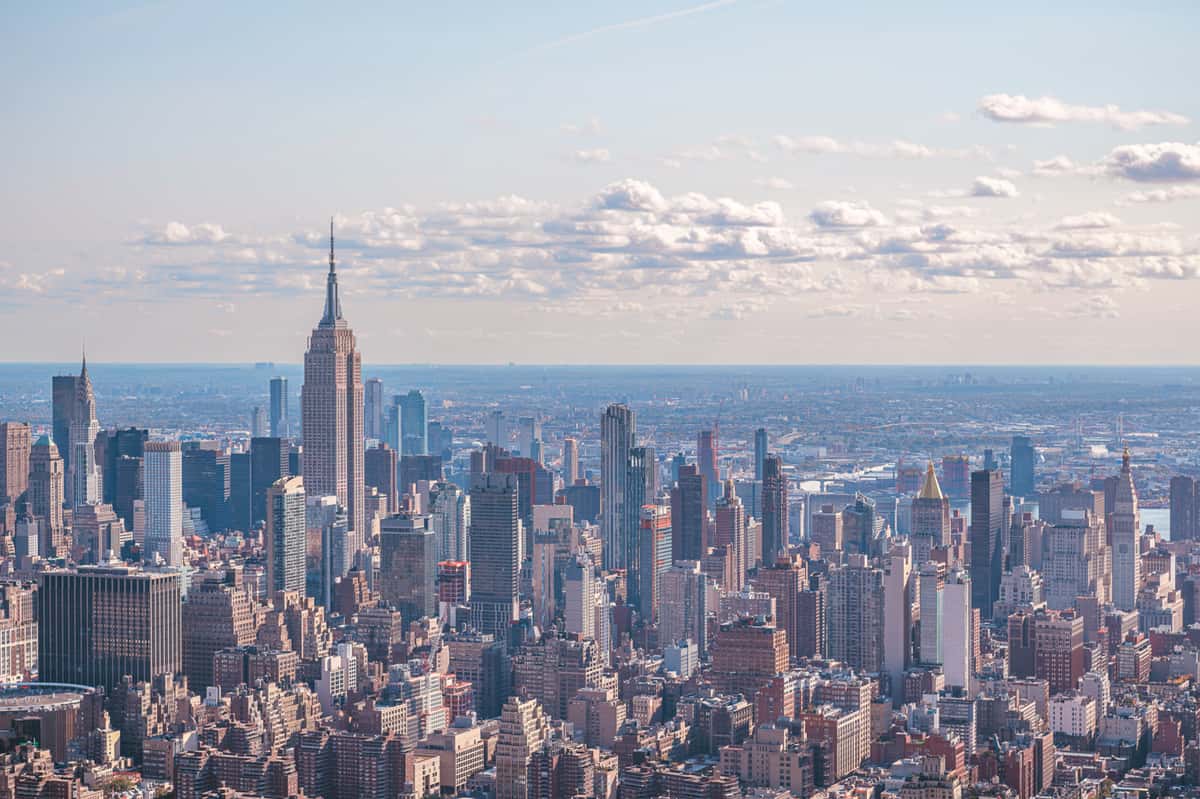 Manhattan skyline seen from a sightseeing helicopter tour