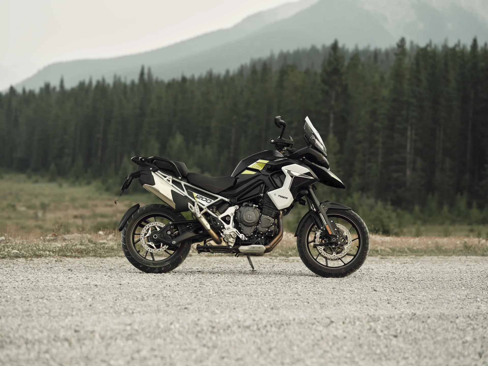 2027 Triumph Tiger 1200 GT Pro parked, side profile