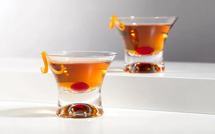 Raye Heavy Base Stemless Crystal Manhattan Glasses